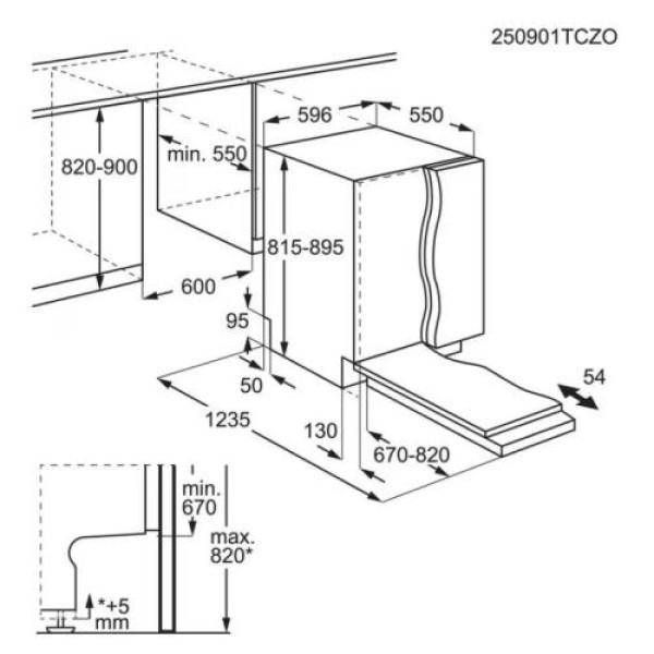 Nõudepesumasin aeg, integreeritav comfortlift, 3 korvi, 60 cm, 42 db