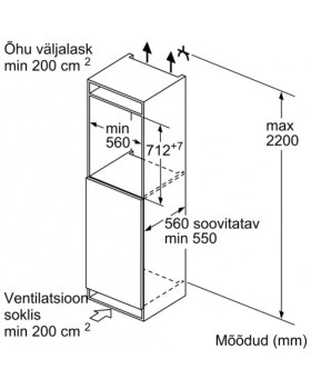 Sügavkülmik bosch, integreeritav, 71 cm, 72 l, 36 db, elektrooniline juhtimine-foto4