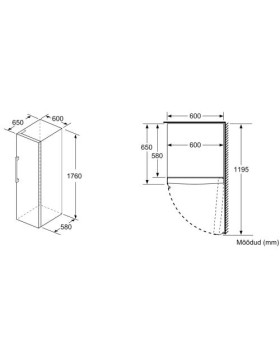 Sügavkülmik bosch, 176 cm,  225 l, 39 db, elektrooniline juhtimine, nofrost, valge-foto4