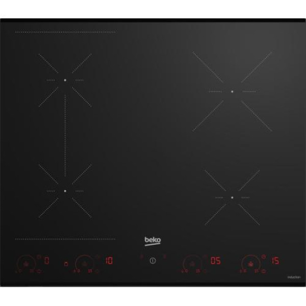 Pliidiplaat beko, 4 x induktsioon, 60 cm, must, faasitud serv