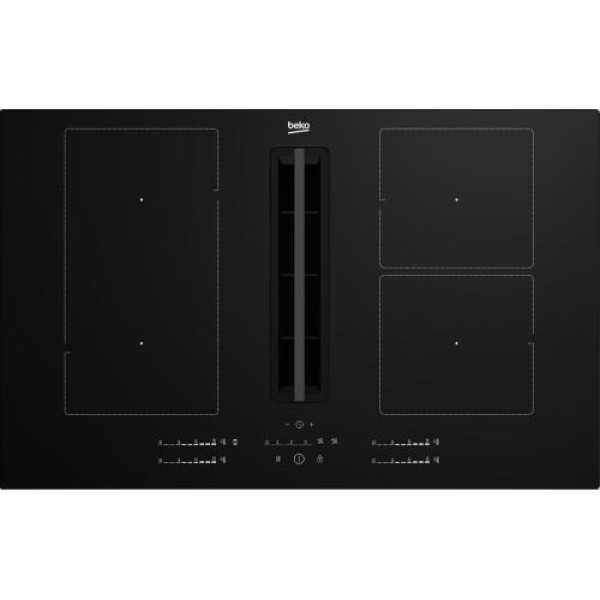 Õhupuhastiga pliidiplaat beko, 4 x induktsioon, 82 cm, 620 m3/h, must