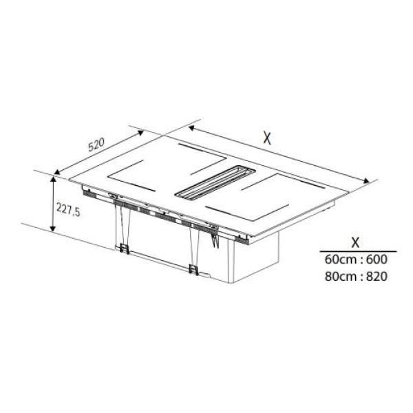 Õhupuhastiga pliidiplaat beko, 4 x induktsioon, 82 cm, 620 m3/h, must