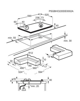 Pliidiplaat aeg, 4 x gaas, 60 cm, klaas, matt must-foto3