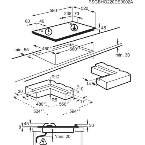 Pliidiplaat aeg, 4x gaas, 60 cm, lõigatud serv