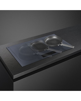 Õhupuhastiga pliidiplaat smeg, 4 x induktsioon, 83 cm, 700 m3/h, 65 db, lõigatud serv, neptuun hall-foto3