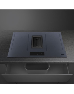 Õhupuhastiga pliidiplaat smeg, 4 x induktsioon, 83 cm, 700 m3/h, 65 db, lõigatud serv, neptuun hall-foto5