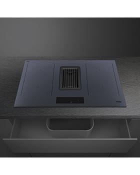 Õhupuhastiga pliidiplaat smeg, 4 x induktsioon, 83 cm, 700 m3/h, 65 db, lõigatud serv, neptuun hall-foto5