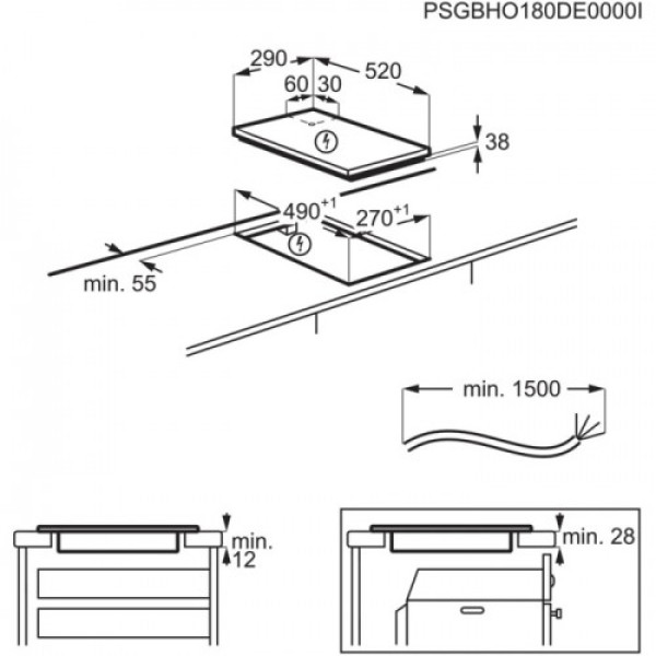 Pliidiplaat aeg, domino, 2 x hilight, 29 cm, must, lõigatud servad Kodumasinad