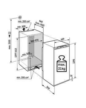 Jahekapp liebherr, integreeritav, 140 cm, 223 l, 32 db, valge-foto4