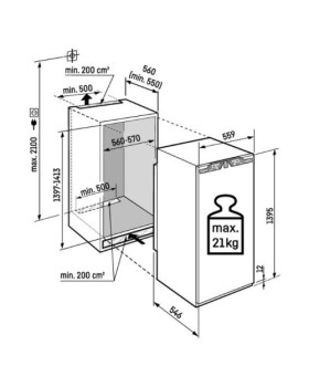 Jahekapp liebherr, integreeritav, 140 cm, 225 l, 32 db, valge-foto4