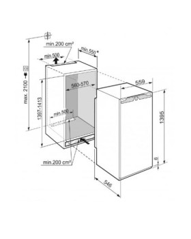Jahekapp liebherr, integreeritav, 140 cm, 223 l, 33 db, valge-foto4