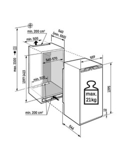 Jahekapp liebherr, integreeritav, 140 cm, 236 l, 33 db, valge-foto4