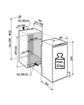 Jahekapp liebherr, integreeritav, 140 cm, 236 l, 33 db, valge-foto4