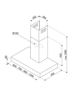 Õhupuhastaja smeg, seina, 90 cm, 713 m3/h, 62 db, rv teras-foto6