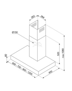 Õhupuhastaja smeg, seina, 90 cm, 713 m3/h, 62 db, rv teras-foto6