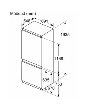 Külmik bosch, integreeritav, 193,5 cm, 285/98 l, 34 db, nofrost, elektrooniline juhtimine, valge-foto6