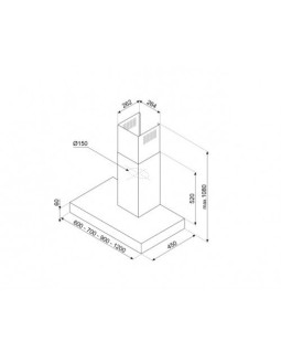 Õhupuhastaja smeg, seina, 120 cm, 690 m3/h, 62 db, harjatud rv teras-foto4