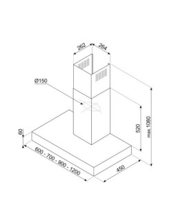 Õhupuhastaja smeg, seina, 60 cm, 686 m3/h, 64 db, matt must-foto4
