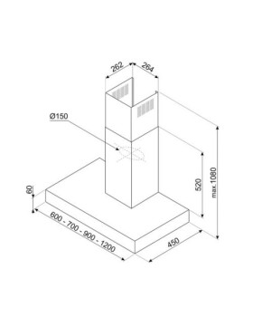Õhupuhastaja smeg, seina, 60 cm, 686 m3/h, 64 db, matt must-foto4