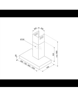 Õhupuhastaja smeg, seina, 60 cm, 686 m3/h, 64 db, rv teras-foto2