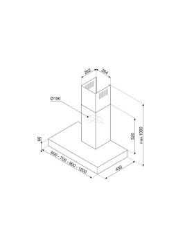 Õhupuhastaja smeg, seina, 90 cm, 713 m3/h, 62 db, must-foto4