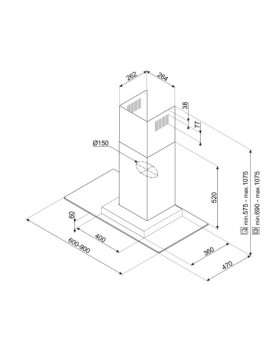 Õhupuhastaja smeg, seina, 90 cm, 677 m3/h, 62 db, rv teras/klaas-foto6