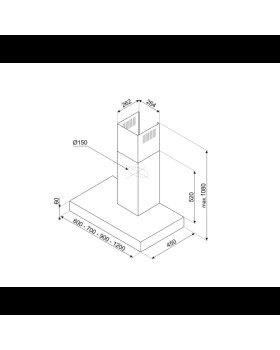 Õhupuhastaja smeg, seina, 90 cm, 713 m3/h, 62 db, rv teras-foto4