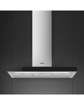 Õhupuhastaja smeg, seina, 62 db, 705 cm3/h, 90 cm, rv teras/must klaas-foto2