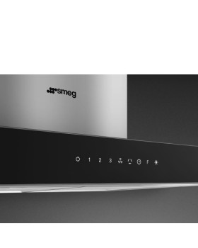 Õhupuhastaja smeg, seina, 62 db, 705 cm3/h, 90 cm, rv teras/must klaas-foto5