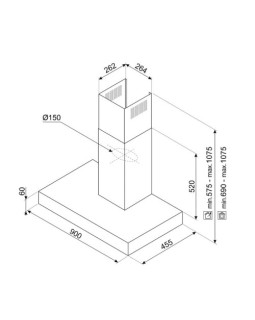 Õhupuhastaja smeg, seina, 62 db, 705 cm3/h, 90 cm, rv teras/must klaas-foto7