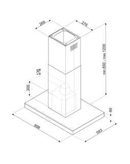Õhupuhastaja smeg, saare, 90 cm, 778 m3/h, 69 db, rv teras/must klaas-foto5