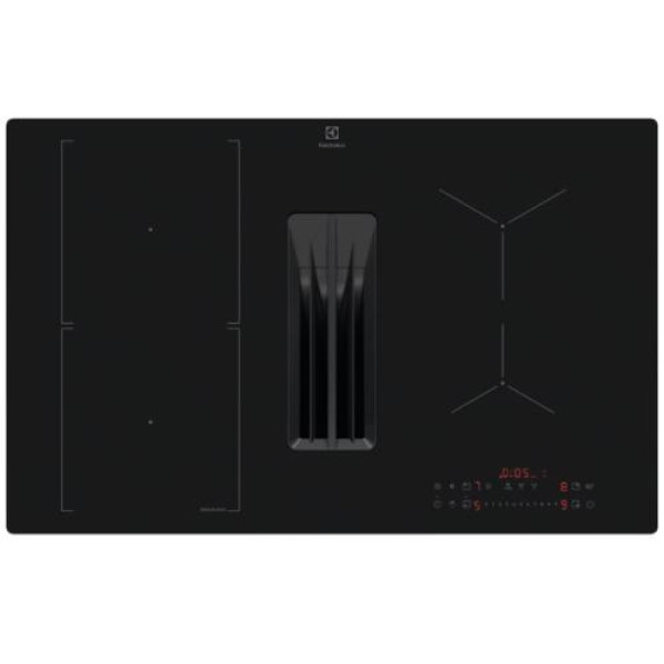 Õhupuhastiga pliidiplaat electrolux, 4 x induktsioon, 80 cm, saphirmatt, 650 m3/h, 71 db, lõigatud servad