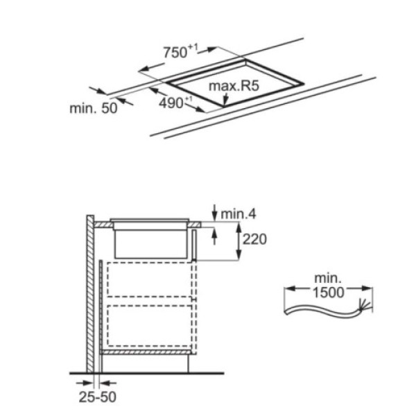 Õhupuhastiga pliidiplaat electrolux, 4 x induktsioon, 78 cm, 630 m3/h, 64 db, faasitud servad, must Kodumasinad