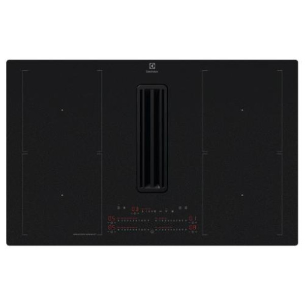 Õhupuhastiga pliidiplaat electrolux, 4 x induktsioon, 80 cm, saphirmatt, 630 m3/h, 64 db, lõigatud servad