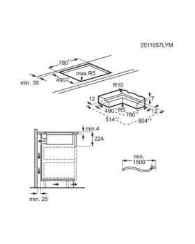 Õhupuhastiga pliidiplaat electrolux, 4 x induktsioon, 80 cm, saphirmatt, 630 m3/h, 64 db, lõigatud servad-foto2