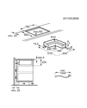 Õhupuhastiga pliidiplaat electrolux, 4 x induktsioon, 83 cm, 630 m3/h, 64 db, lõigatud servad-foto2