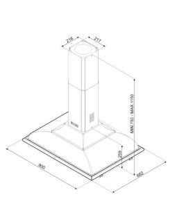Õhupuhastaja smeg cortina, saare, 90 cm, kreem/messing, 754m3/h, 65 db-foto2