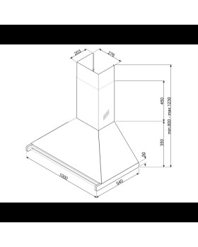 Õhupuhastaja smeg opera, seina, 100 cm, 792 m3/h, 67 db, rv teras-foto2