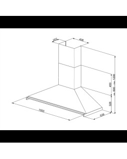 Õhupuhastaja smeg opera, seina, 150 cm, 787 m3/h, 67 db, rv teras-foto2