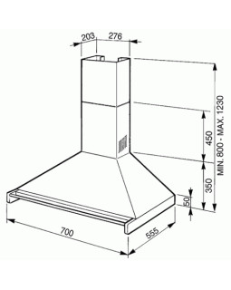 Õhupuhastaja smeg, seina, 70 cm, rv teras, 788m3/h, 63 db-foto4