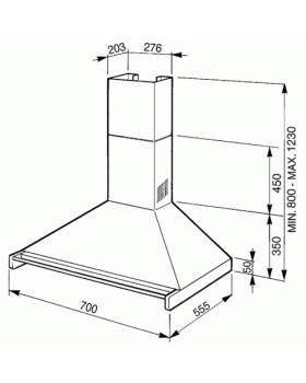 Õhupuhastaja smeg, seina, 70 cm, rv teras, 788m3/h, 63 db-foto4