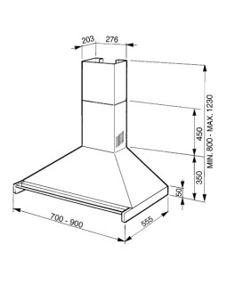 Õhupuhastaja smeg, seina, 70 cm, rv teras, 788m3/h, 63 db-foto5