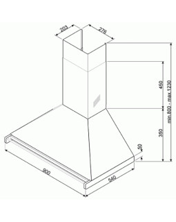 Õhupuhastaja smeg opera, seina, 90 cm, 781 m3/h, 72 db, must-foto2
