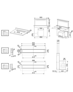 Tööpinna õhupuhastaja smeg linea, 90 cm, 720 m3/h, min 43 db/max 68db, must harjatud teras/must klaas-foto2