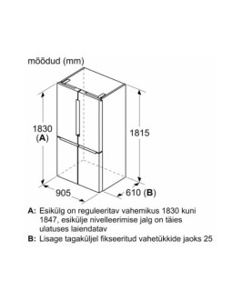 Külmik bosch, side-by-side, 183 cm, 405/200 l, 38 db, elektrooniline juhtimine, noforst, must rv teras-foto3
