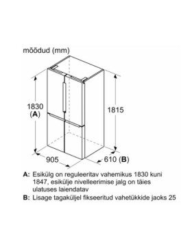 Külmik bosch, side-by-side, 183 cm, 405/200 l, 38 db, elektrooniline juhtimine, noforst, must rv teras-foto3