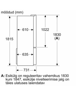 Külmik bosch, side-by-side, 183 cm, 405/200 l, 38 db, elektrooniline juhtimine, noforst, rv teras-foto3