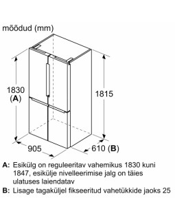Külmik bosch, side-by-side, 183 cm, 405/200 l, 38 db, elektrooniline juhtimine, noforst, rv teras-foto4