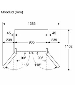Külmik bosch, side-by-side, 183 cm, 405/200 l, 38 db, elektrooniline juhtimine, noforst, rv teras-foto5