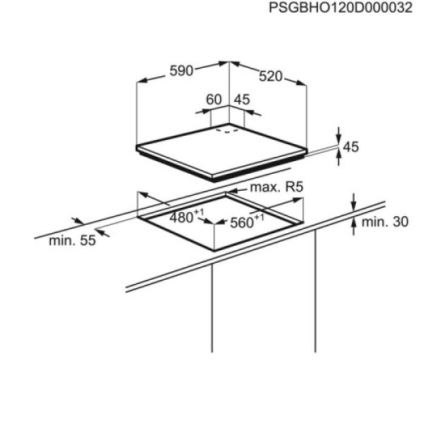 Pliidiplaat electrolux, 4 x gaas, 60 cm, must Kodumasinad